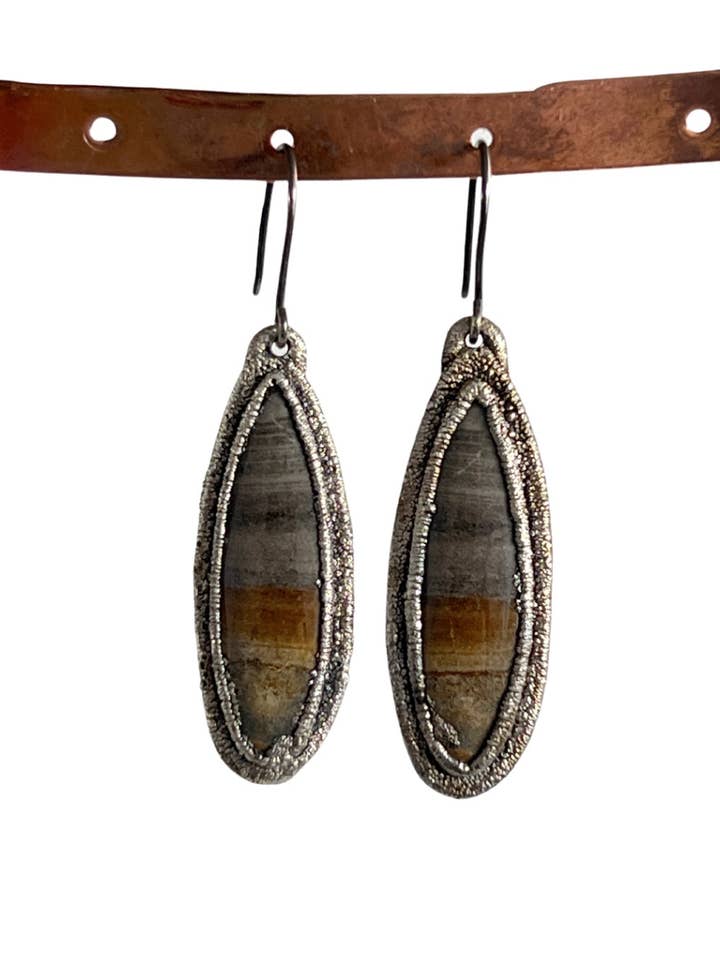 Aardse Jaspis Oorbellen met Hangers voor wholesale door Silver Coast Designs