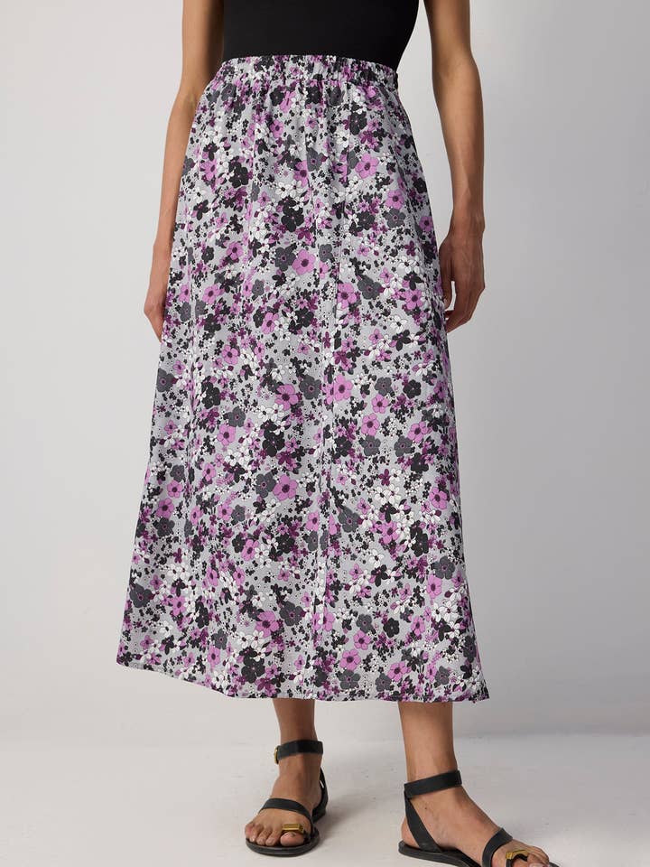 JUPE LONGUE ÉLASTIQUE FLORALE - TAILLE HAUTE pour la vente par Touché Privé
