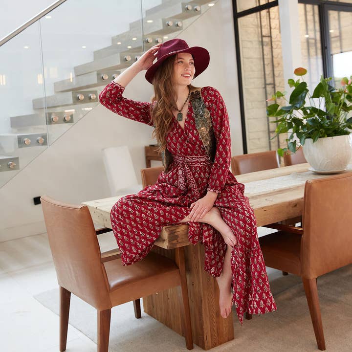 The Fox and The Mermaid - Wholesale Dress - Women's - Block Printed Wrap Dress (Neesha)