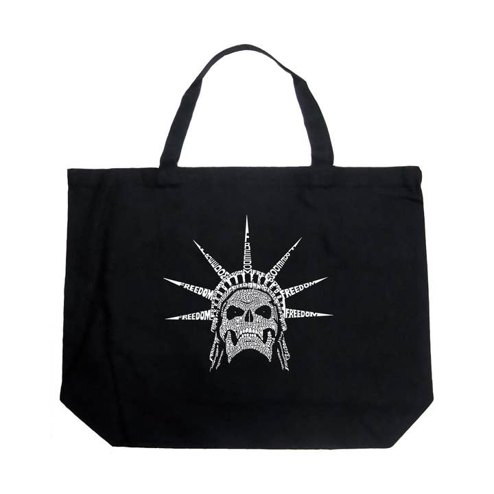 LA Pop Art Word Art Tote Bag - Freedom Skull for wholesale by LA Pop Art