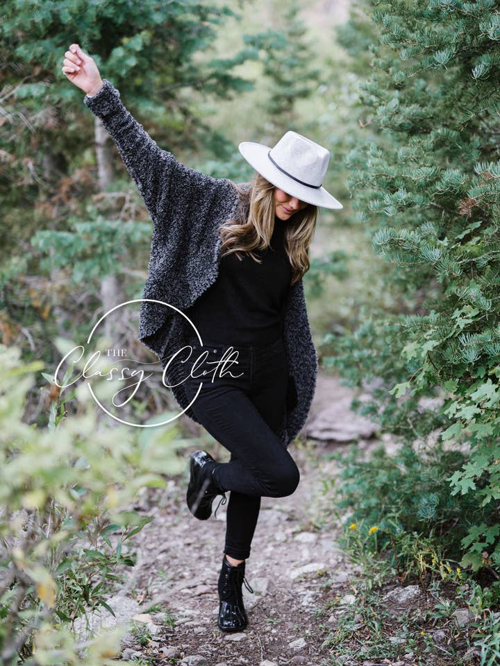 The Classy Cloth WS - Wholesale Cardigan – Women’s - Luxe Cardigan - Black Marled RTS4