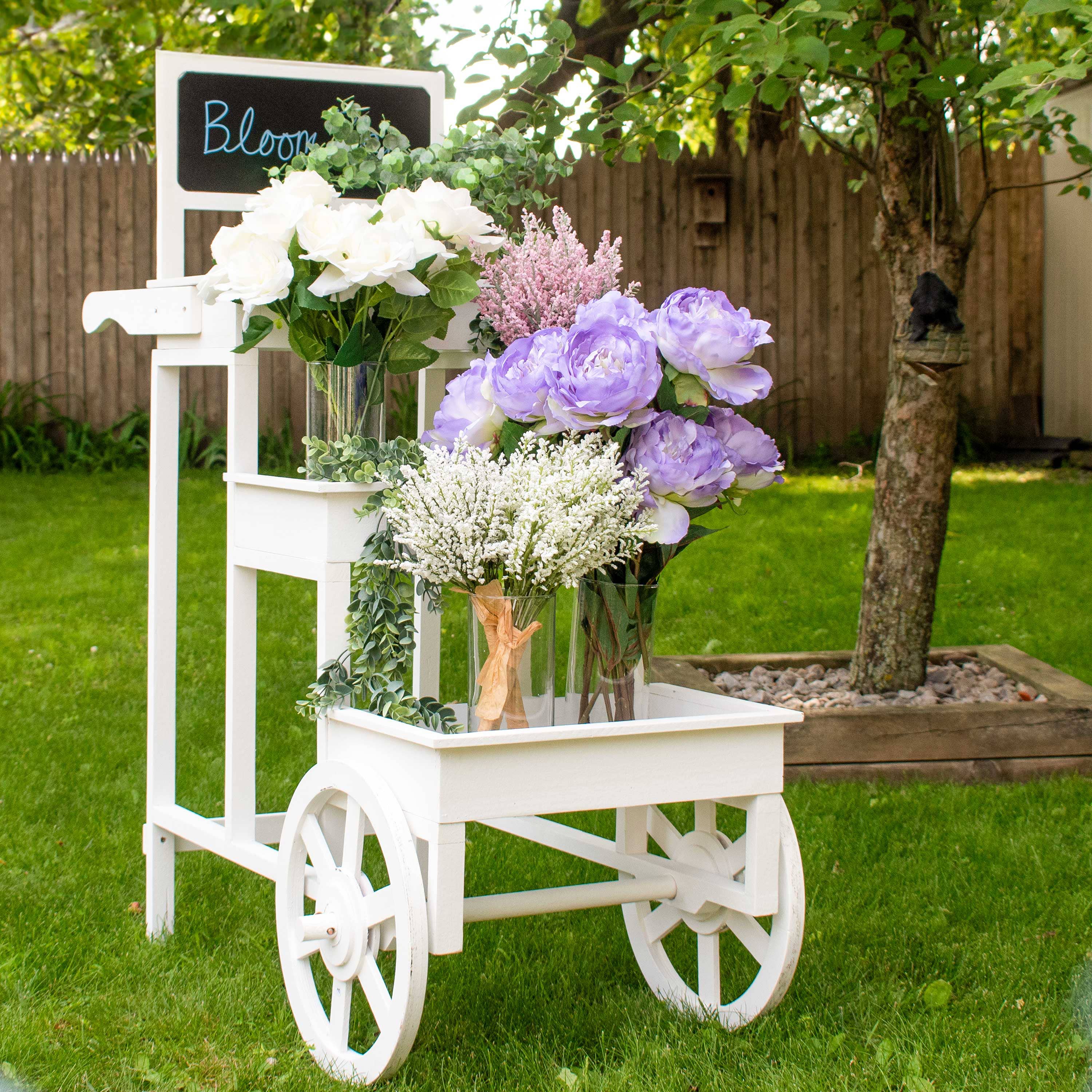 Sunnydaze Decor - Wholesale Plant Pot Stand - 3-Tiered Fir Wood Plant Stand with Chalkboard - White9