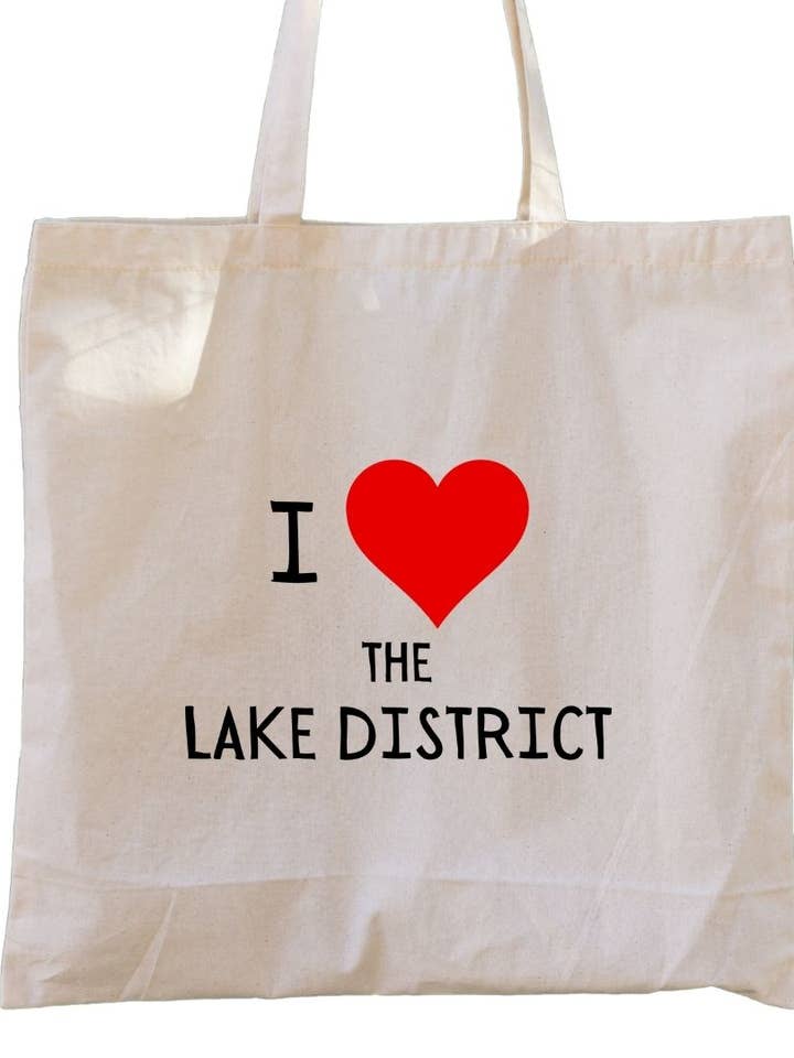 Second Ave Canvas Tote Bag Red Heart Love The Lake District for wholesale by Second Ave Gift Company