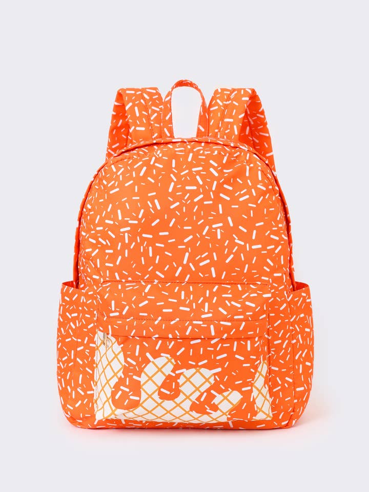 Orange Ice Cream Drip Kids Book Backpack for wholesale by sassy kids palace