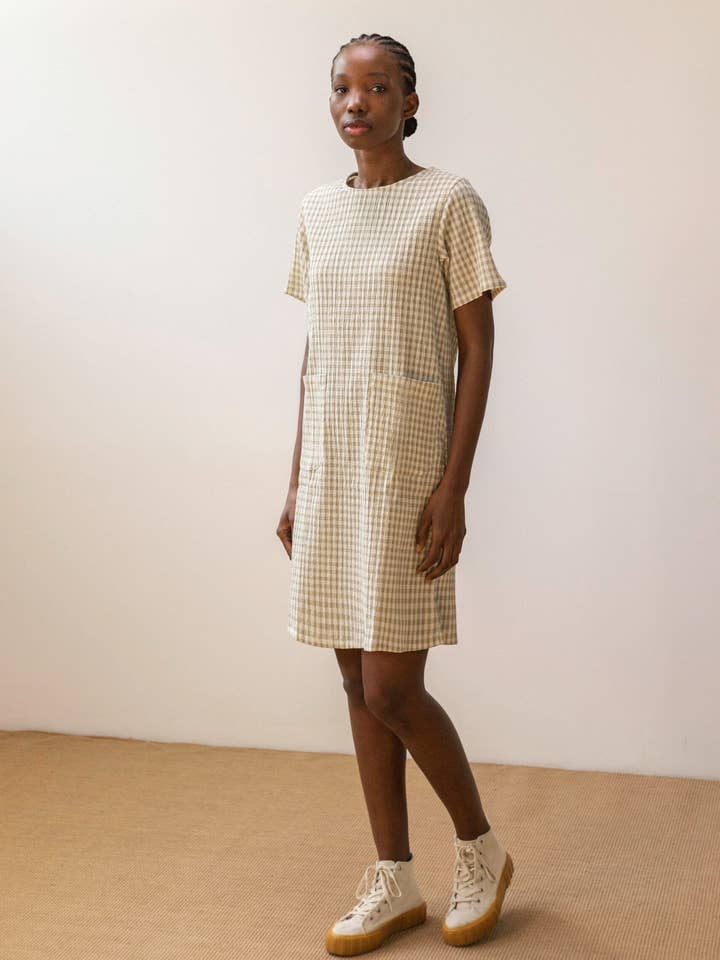 Gingham check straight dress for wholesale by PAN Producto Básico