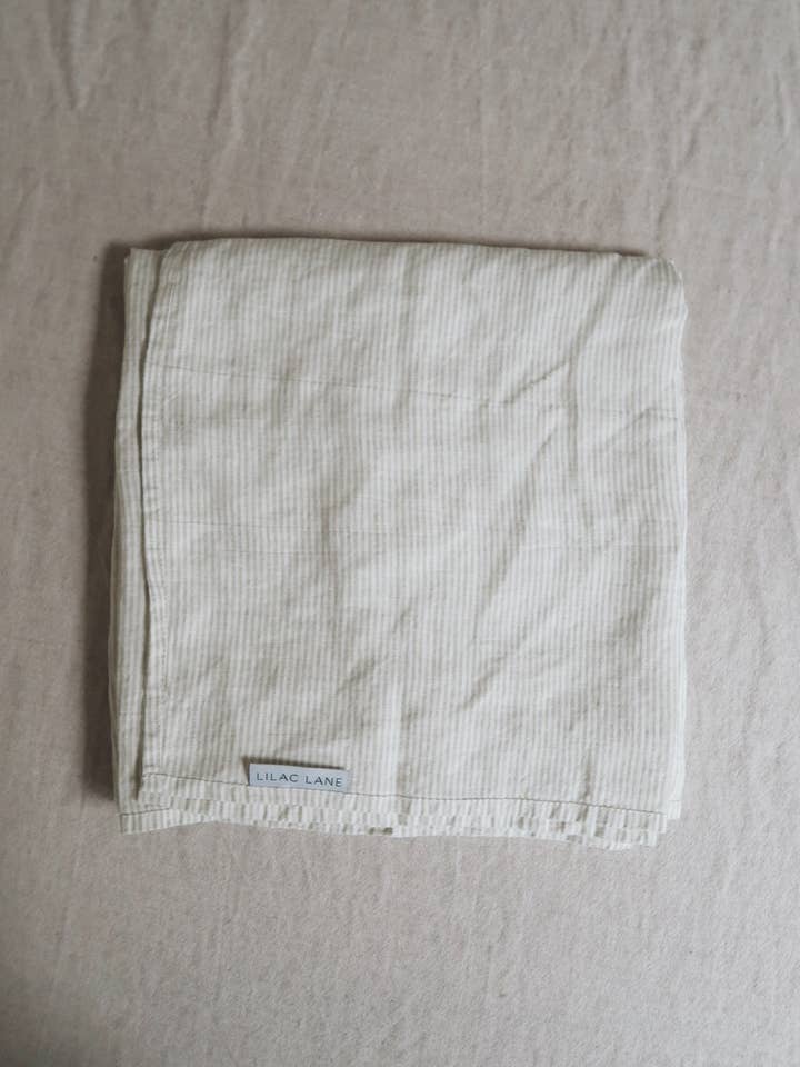Cobertor de linho francês - listra cinza por atacado de LILAC LANE