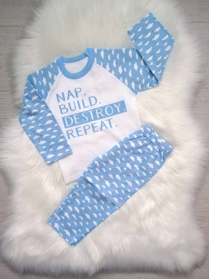 Eat Sleep Nap Repeat PJs - Blue - 1-2 years for wholesale by Bespoke by Howley