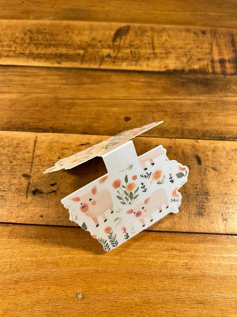 Iowa Paper Farm - Wholesale Bookmark - Iowa shaped pigs and flowers magnetic bookmark5