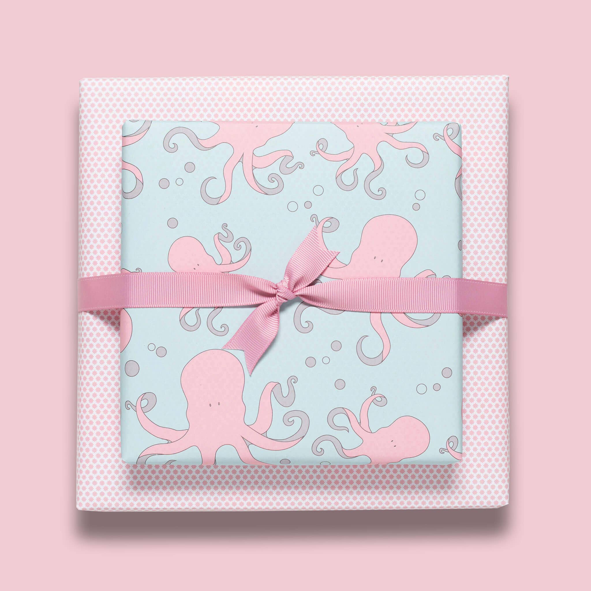 My Pretty Circus – Großhandel Geschenkpapier in Bögen – Geschenkpapier Krake rosa, zweiseitiges Recyclingpapier