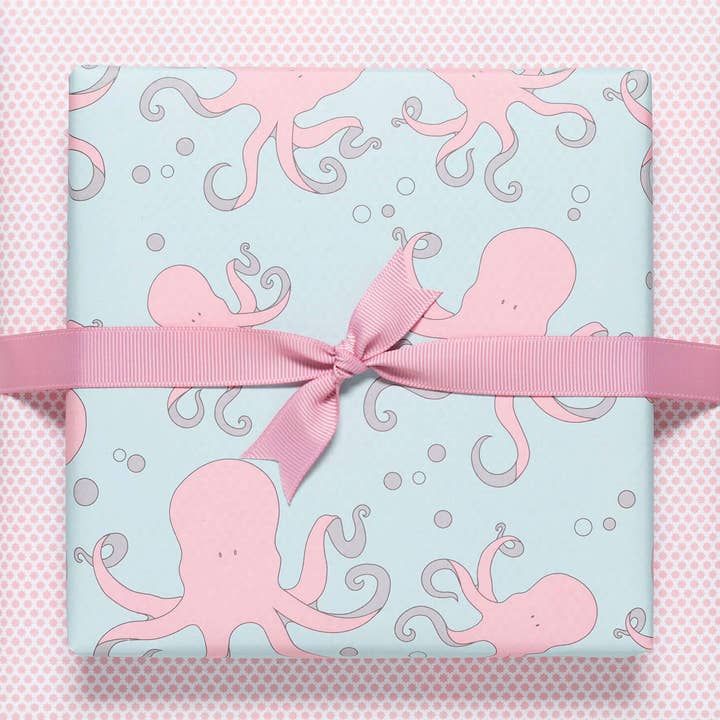 Carta da regalo a forma di polpo rosa, carta riciclata su entrambi i lati per la vendita all'ingrosso da parte di My Pretty Circus