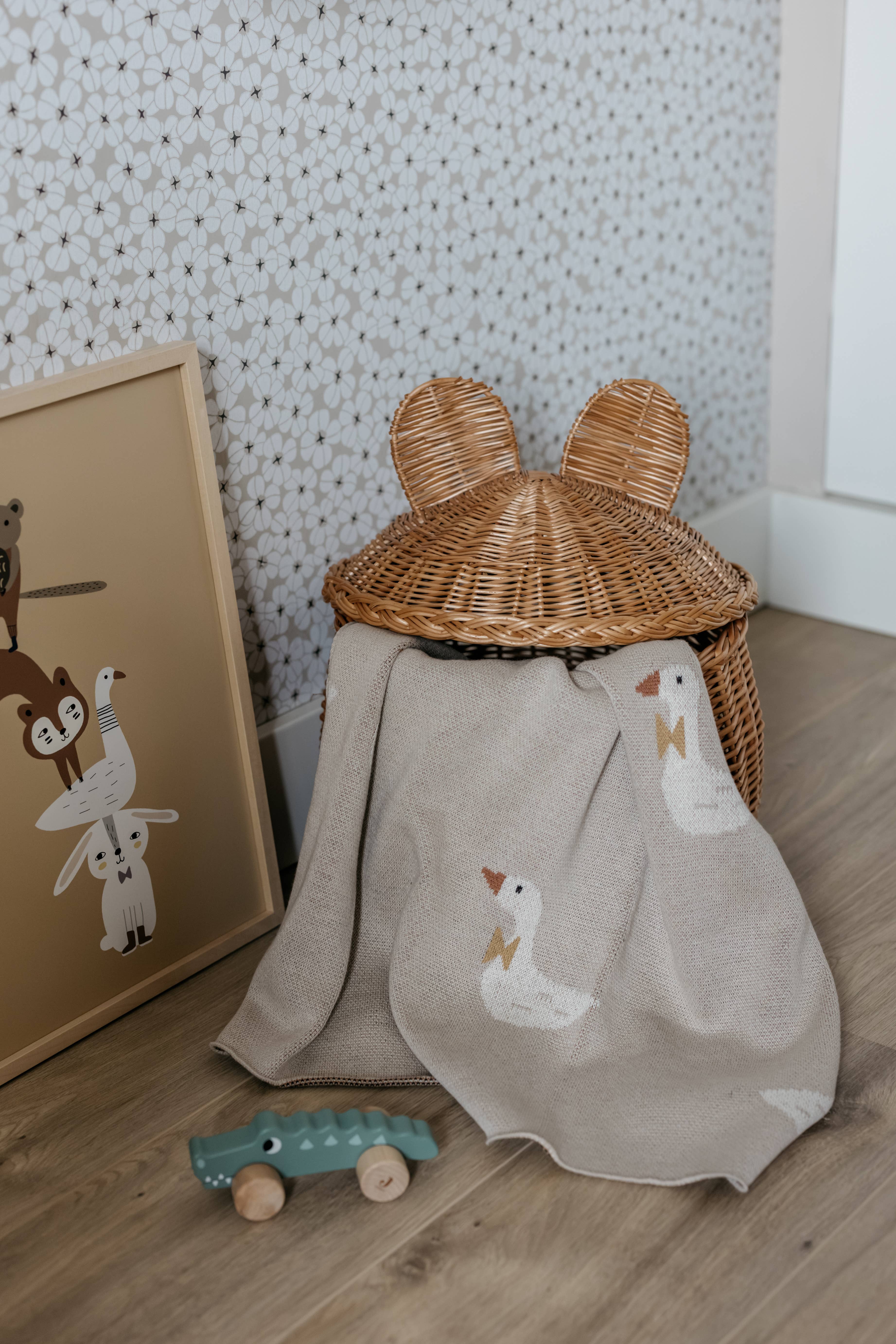 Little Otja - Wholesale Milestone Blanket - Kids & Baby - Knitted Cotton Baby Blanket, Baby Gift, Beige Geese4