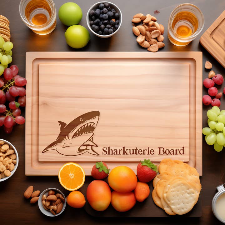 Funny Shark Charcuterie Engraved Cutting Board – Party Gift for wholesale by Southern Farm Signs