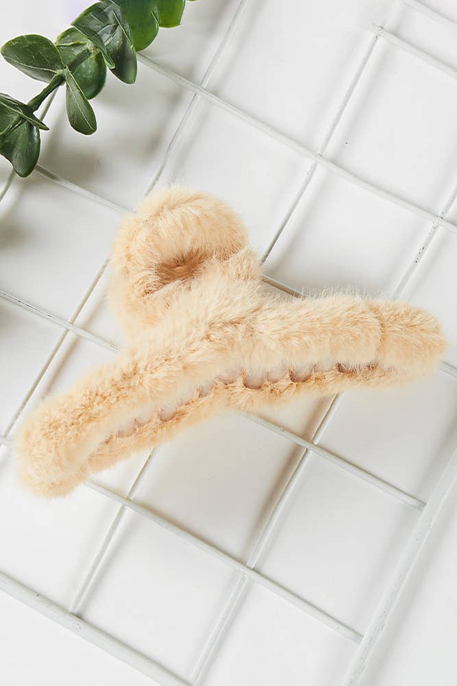 Hana - Wholesale Hair Clip - Women's - Solid Color Furry Single Knot Hair Claw4