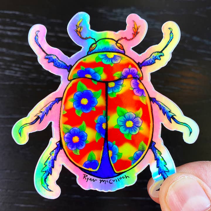HOLOGRAFISCHE STICKER: Hawaiian Shirt Beetle für den Großhandel von Ryan McCulloch Art