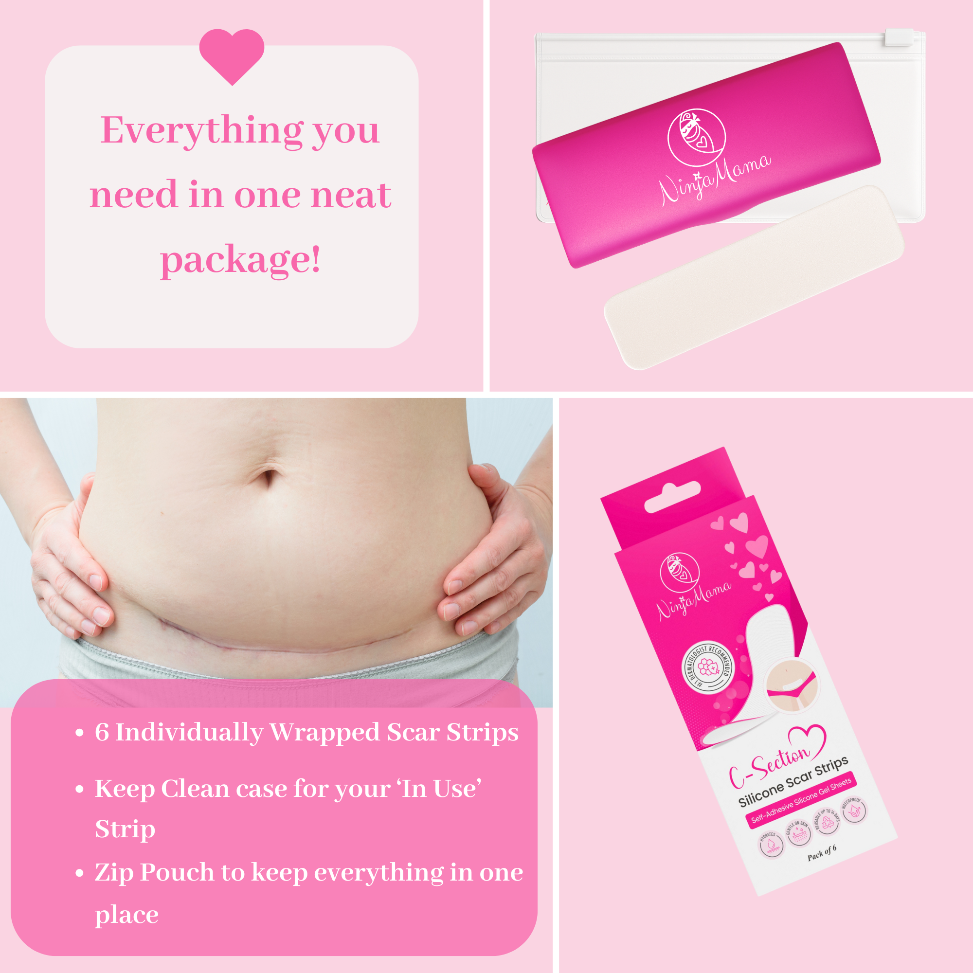 Ninja Mama - Wholesale Scar cream - Ninja Mama Transparent C-Section Silicone Scar Strips - Pack of 62