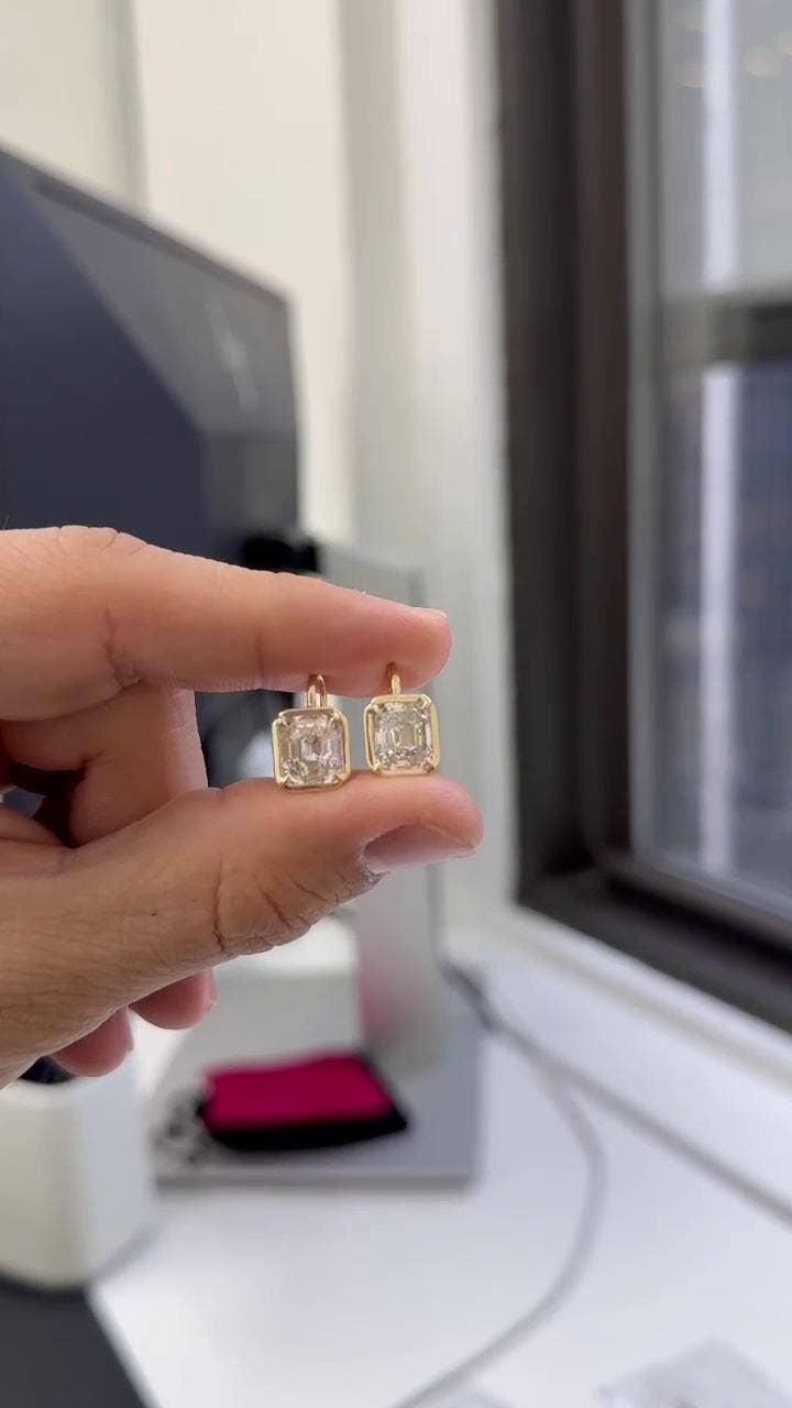 Nova Jewels LA - Wholesale Stud/Post Earrings - Antique Asscher Cut Stud Earrings |  IGI Certified3