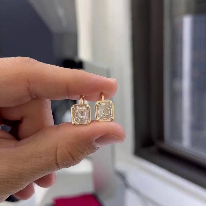 Nova Jewels LA - Wholesale Stud/Post Earrings - Antique Asscher Cut Stud Earrings | IGI Certified3