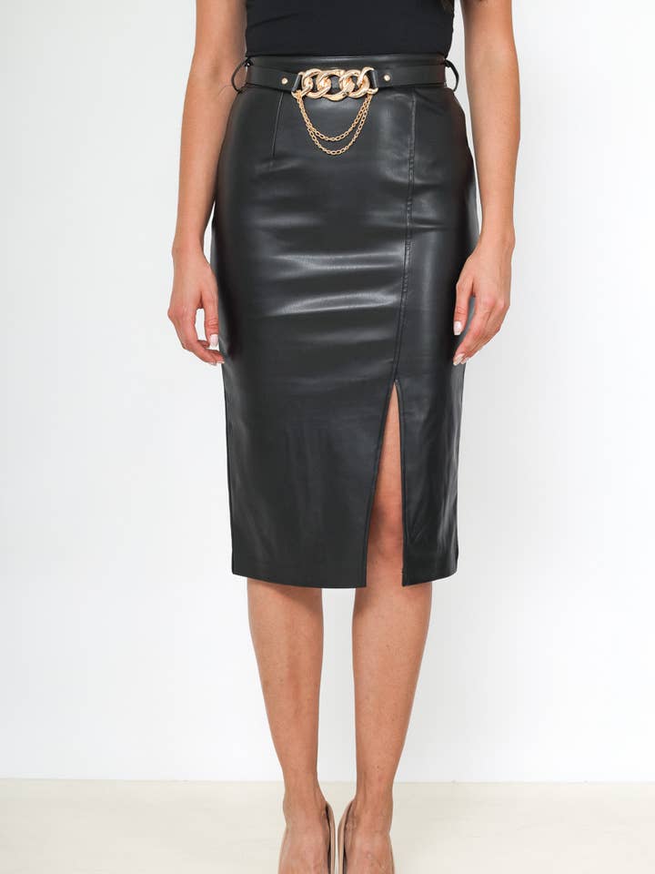 Mid-length faux leather skirt - Orice for wholesale by Orice