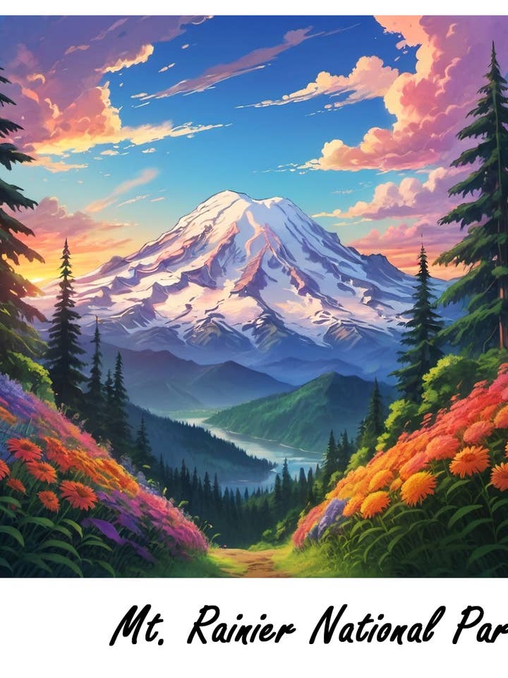 Mount Rainier - Holografischer Aufkleber für den Großhandel von Ikigai Life Designs