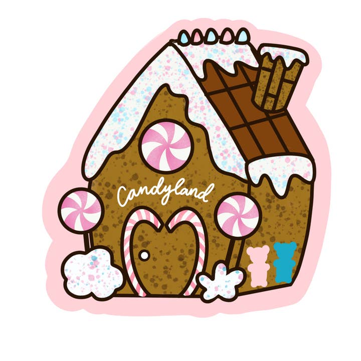 Candyland gingerbread house sticker, cute christmas sticker for wholesale by Nol.jah,LLC
