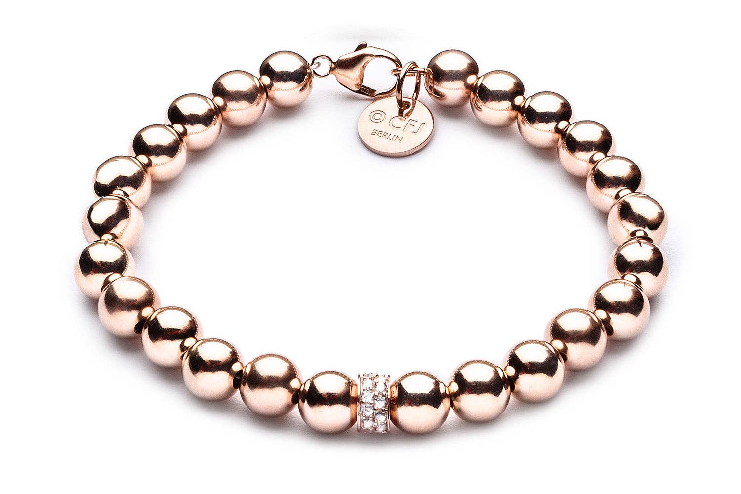 CLASSYANDFABULOUS Jewelry – wholesale Beaded bracelet – ZIVA MAXI - Ball bracelet with glitter elements - 8mm - rosé0