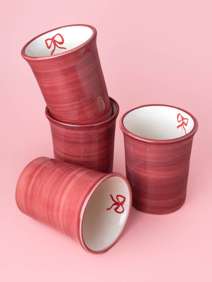 Caneca de Pequeno-almoço em Cerâmica 250 ml - Borgonha & Bege - Noelle por atacado de Alfar Tierra Cocida