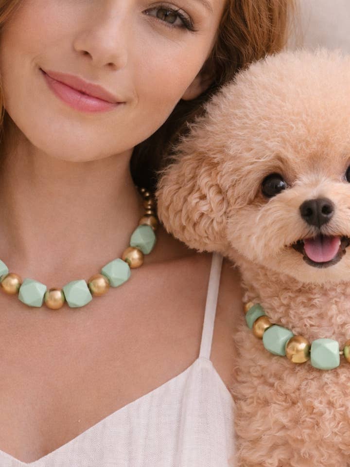 Owner and Pet Matching Wooden Bead Cat Collar Necklace for wholesale by April Mae Designs