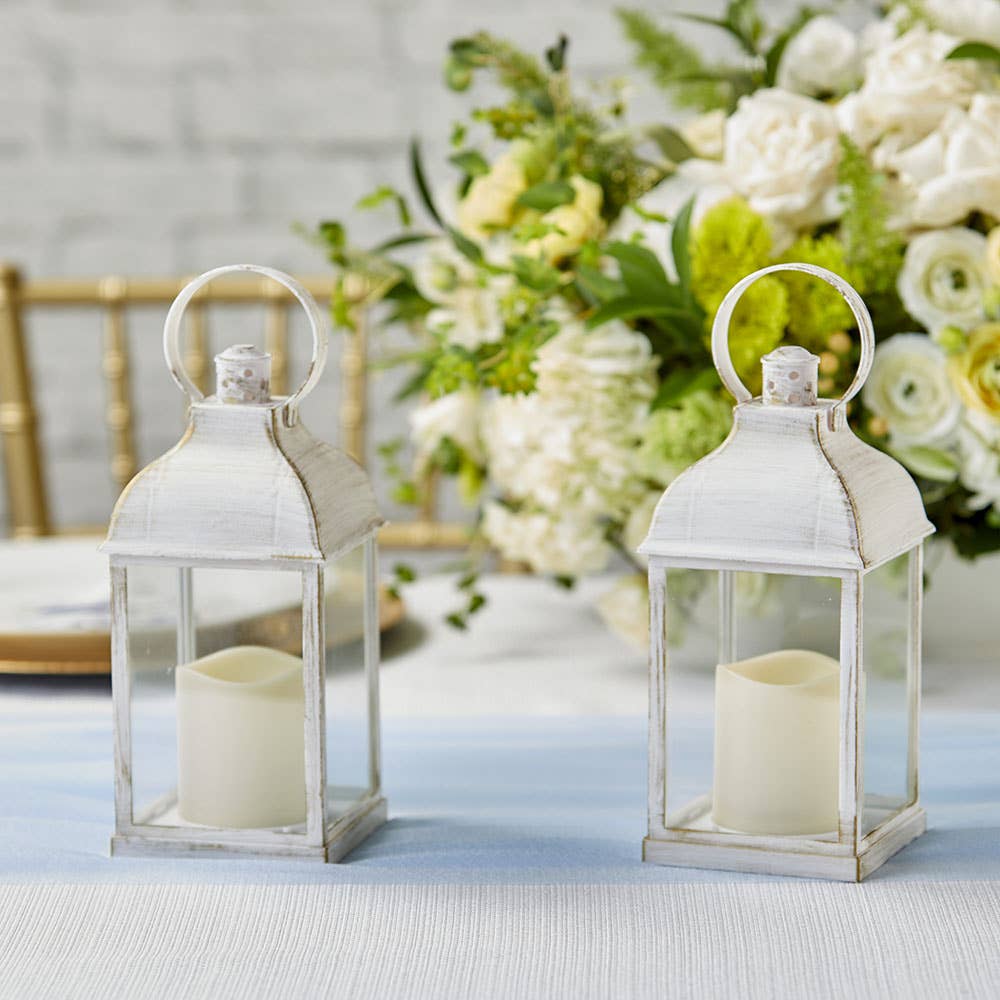 Kate Aspen – wholesale Lantern – LED Vintage Decorative White Lantern - Marrakesh (Set of 2)1