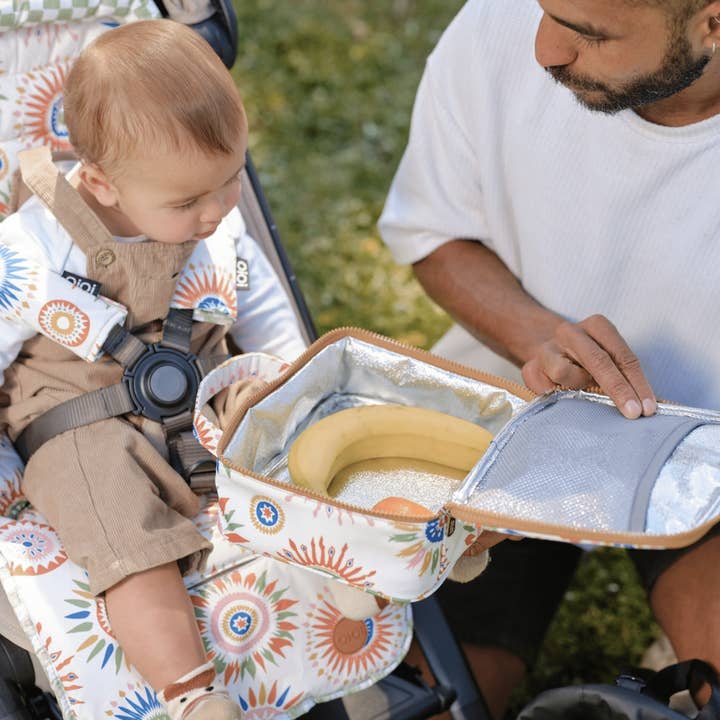 OiOi - Vendita all'ingrosso Copripasseggino/accessorio per passeggino - Neonati - Rivestimento per Carrozzina Reversibile - Raggi di Sole/Quadri Verdi