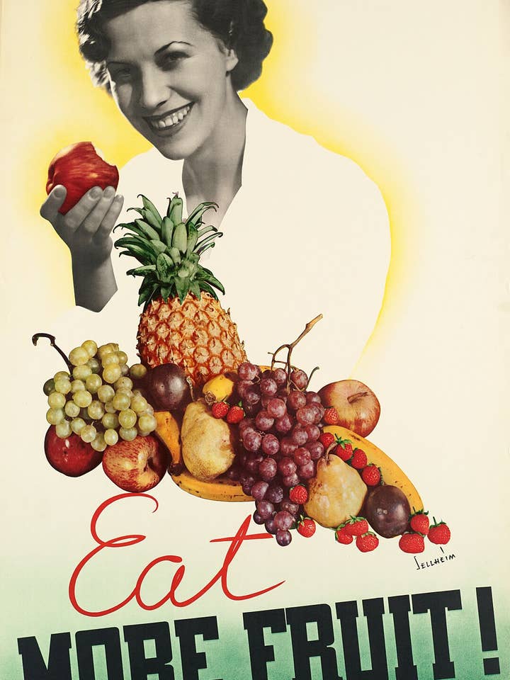 Mangez plus de fruits par Gert Sellheim, vers les années 1930 pour la vente par Flashback Shop