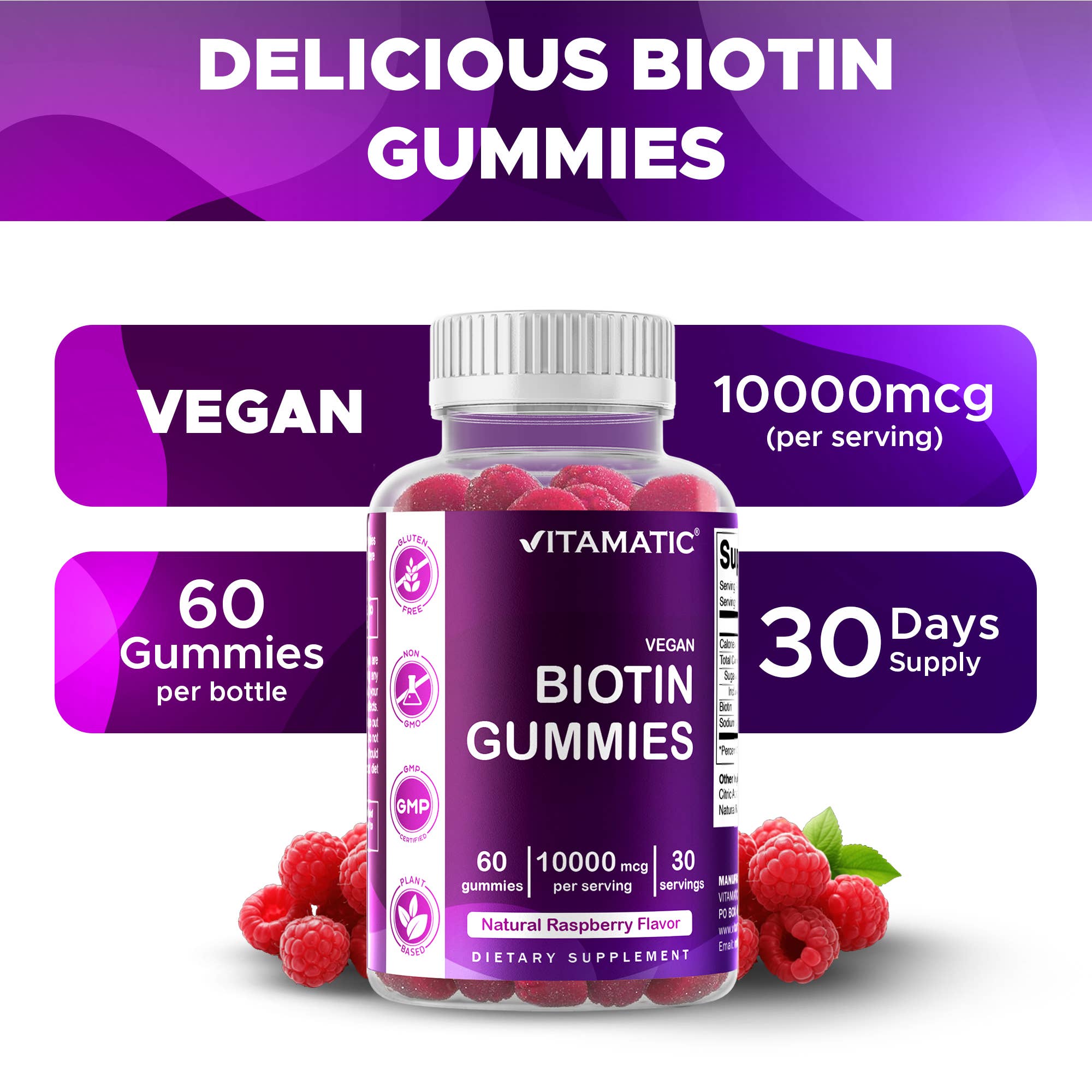 Vitamatic – wholesale Oral supplement/vitamin – Vitamatic Biotin Gummies 10,000mcg3