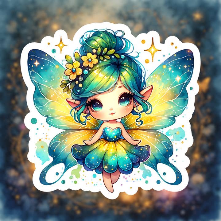Yellow Fairy Vinyl Sticker for wholesale by KC & Bloom