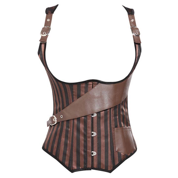 Shapewear a righe punk con lacci posteriori per la vendita all'ingrosso da parte di Tourtiwi