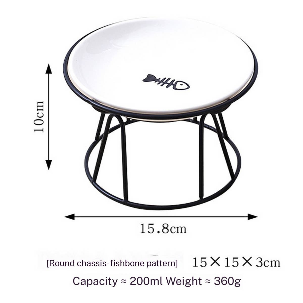 PAWPAWwholesale - Wholesale Pet Bowl - Cat/Dog - Fishbone Paw Ceramic Pet Bowl with Stand_CWMM59405