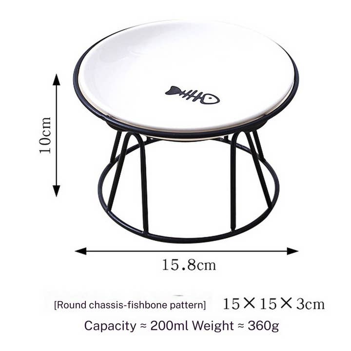 PAWPAWwholesale - Wholesale Pet Bowl - Cat/Dog - Fishbone Paw Ceramic Pet Bowl with Stand_CWMM59405