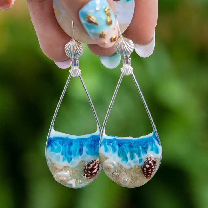 Glowing Ocean rush the shore Tear drop Earrings, Pendants for wholesale by The Slug And Kraken