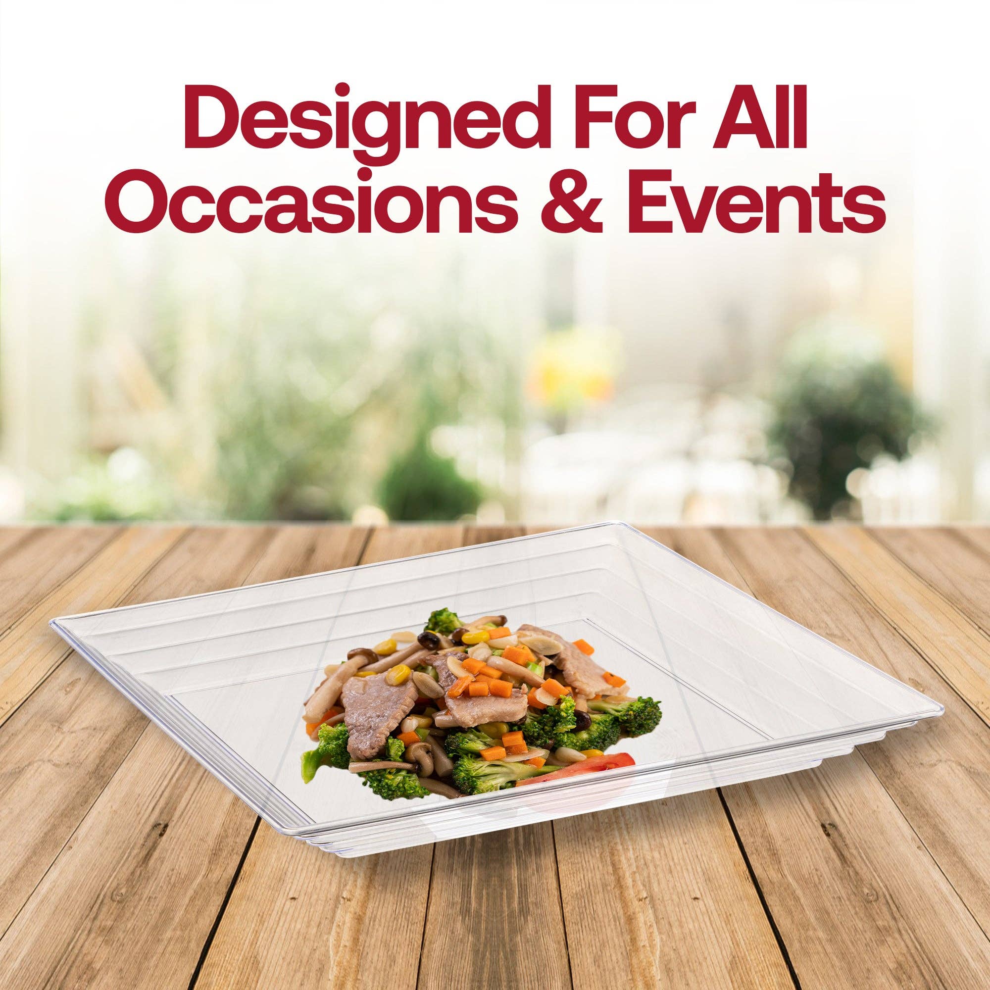 Smarty had a Party - Vente Plateaux de service - Plateaux de service en plastique à bord rainuré transparent 16" x 16" - 24 pièces6