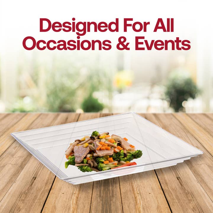 Smarty had a Party - Vente Plateaux de service - Plateaux de service en plastique à bord rainuré transparent 16" x 16" - 24 pièces6