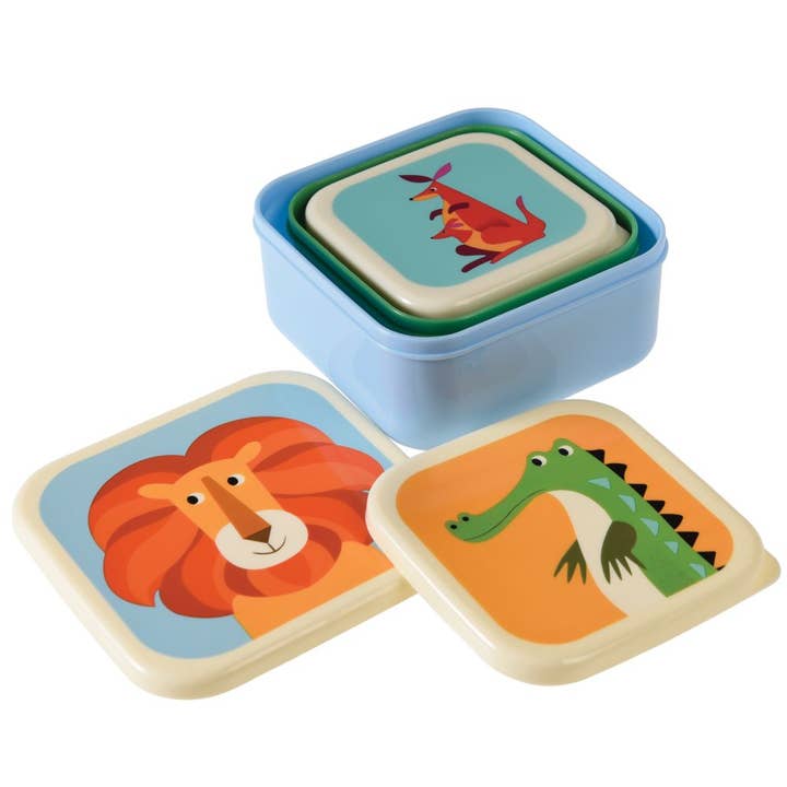Bobangles - Wholesale Lunch Bag/Box - Kids - Rex London Snack Box Set of 3 - Colourful Creatures