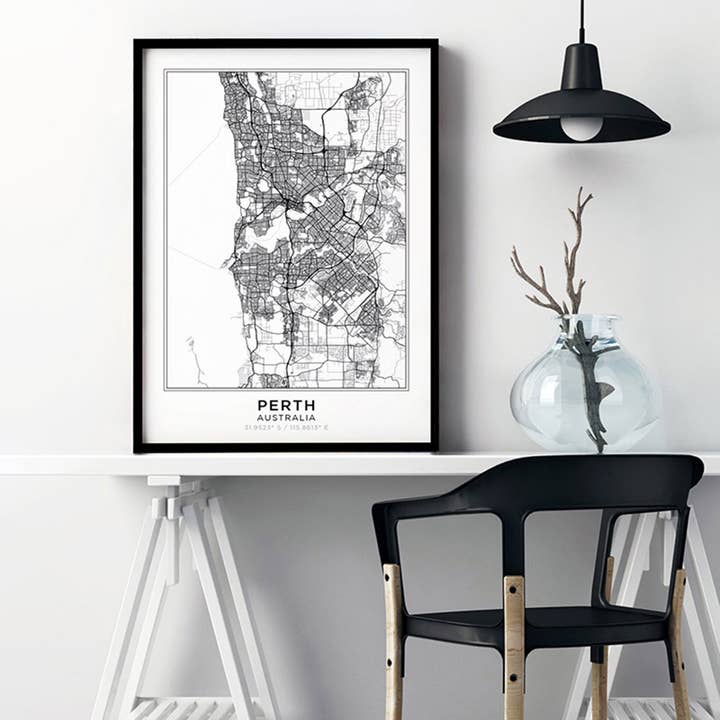 PRINT AND PROPER - Wholesale Art print - Perth Street Map Art Print. Simple City Map Poster1