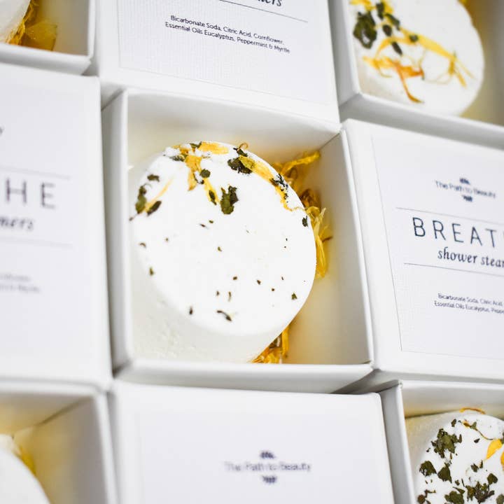 The Path to Beauty – wholesale Shower steamer/bomb – BREATHE Single Shower Steamer1