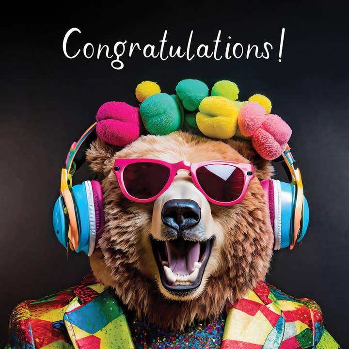 Glückwunschkarte - Funky Bär für den Großhandel von Hammond Gower Publications Ltd