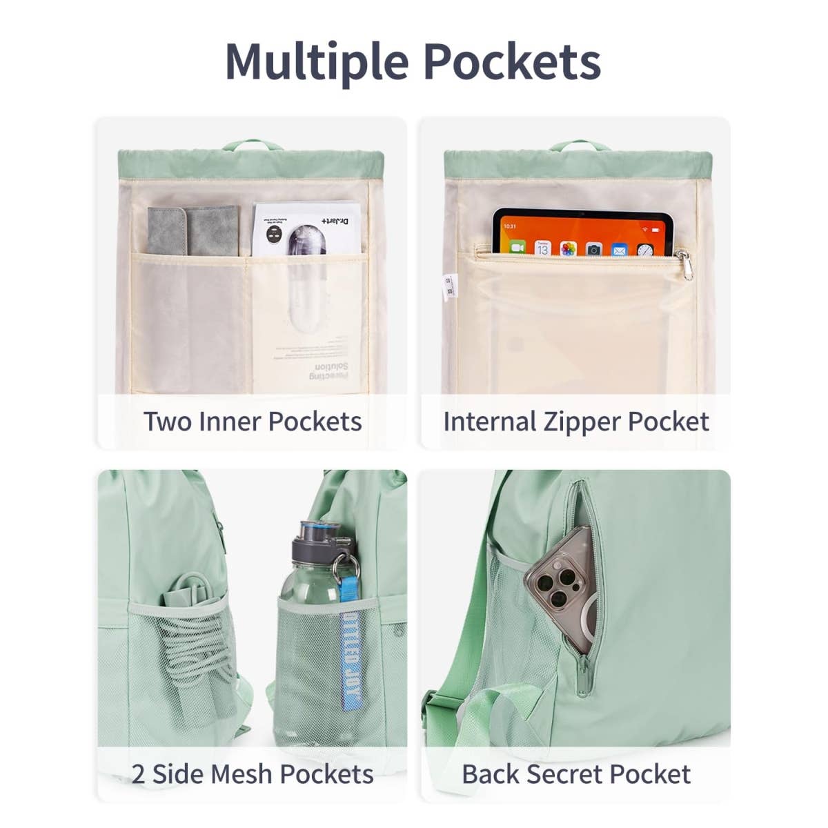 wandf - Vente Sac à cordon de serrage – unisexe - Sac à dos de sport avec cordon de serrage et sangle pour tapis de yoga67