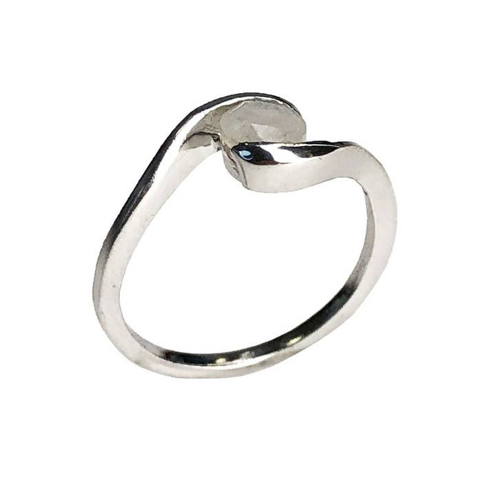 France Mineraux – Großhandel Einzelstein-/Solitär-Ring – Mondstein Ring „Doriane“ - Sterling Silber1