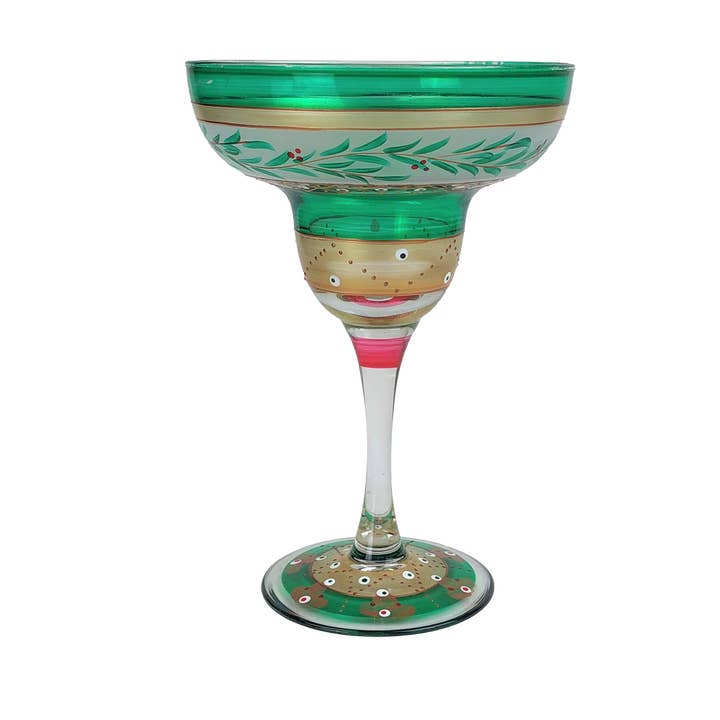 Golden Hill Studio - Wholesale Cocktail/Liquor Glass - Moroccan Mosaic Garland Christmas Margarita Glasses
