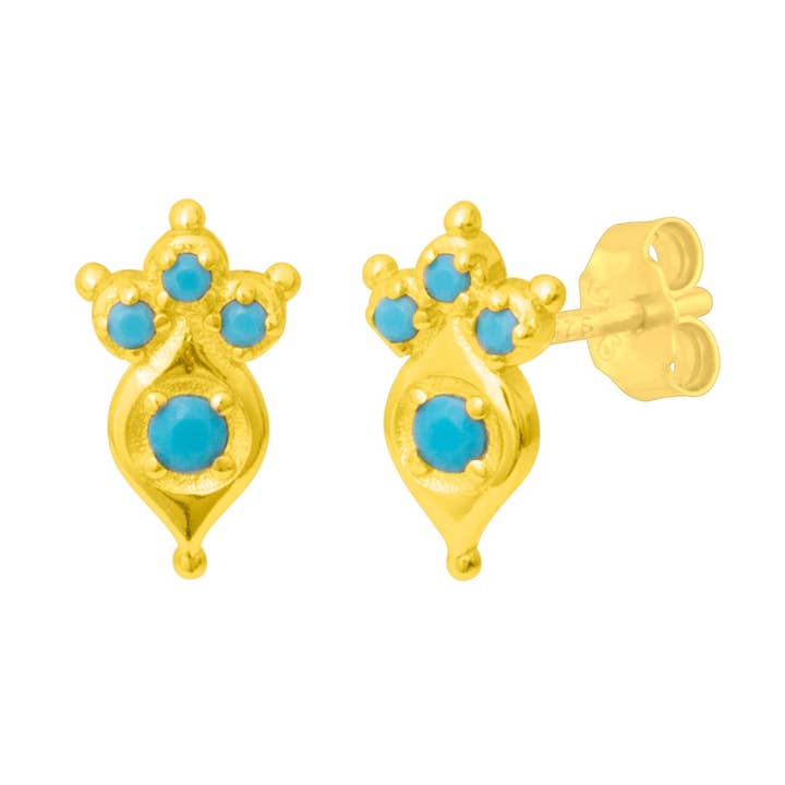 CLOUS D'OREILLES GRACE TURQUOISE DORÉS pour la vente par fyb jewelry
