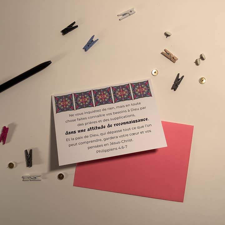 Carta con bordo superiore in stile vetrata con versetto biblico per la vendita all'ingrosso da parte di Little Red Fox Designs