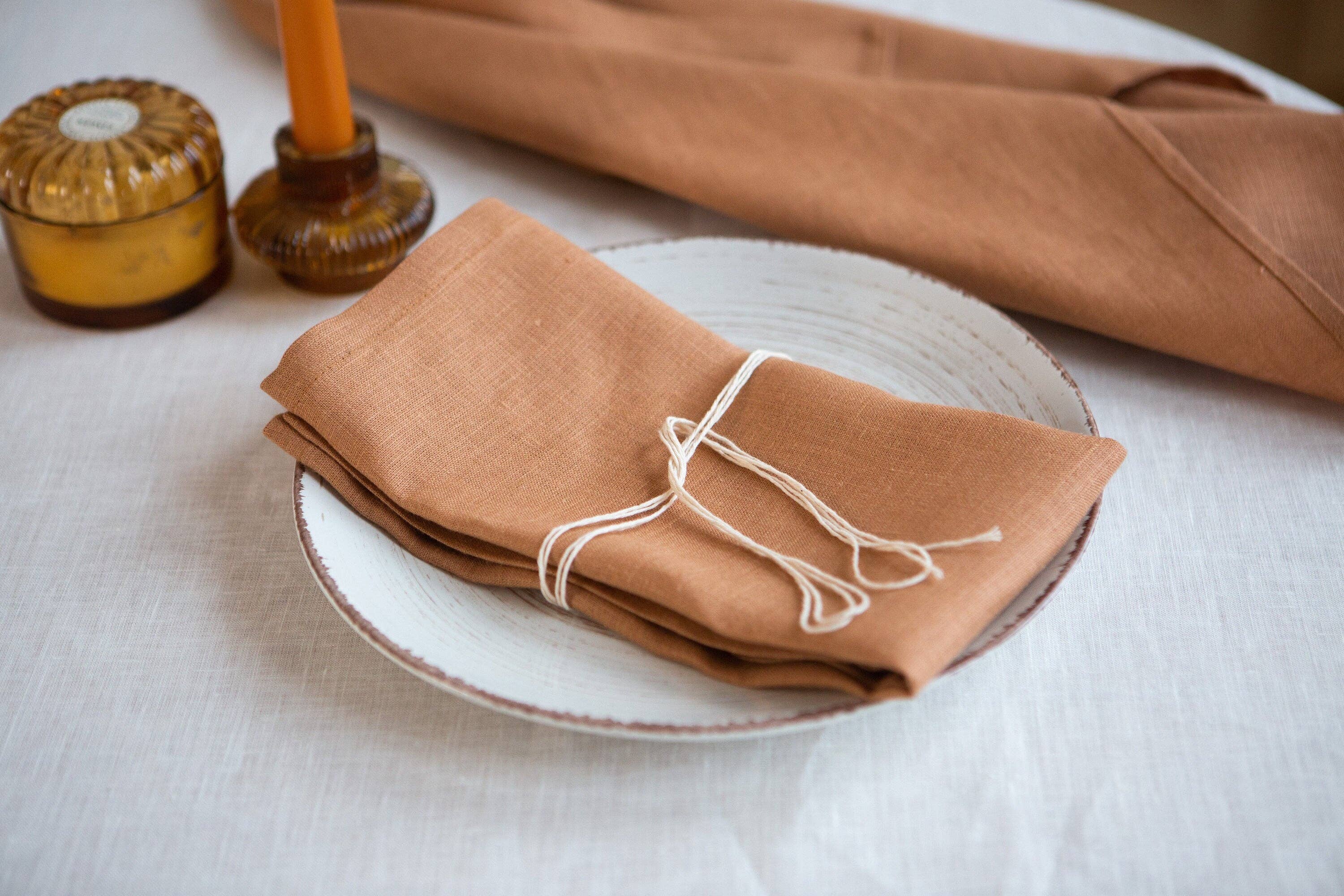CoolLinen - Vente Serviettes de table en tissu - Serviettes en lin biologique de couleurs variées. Taille DÎNER.10