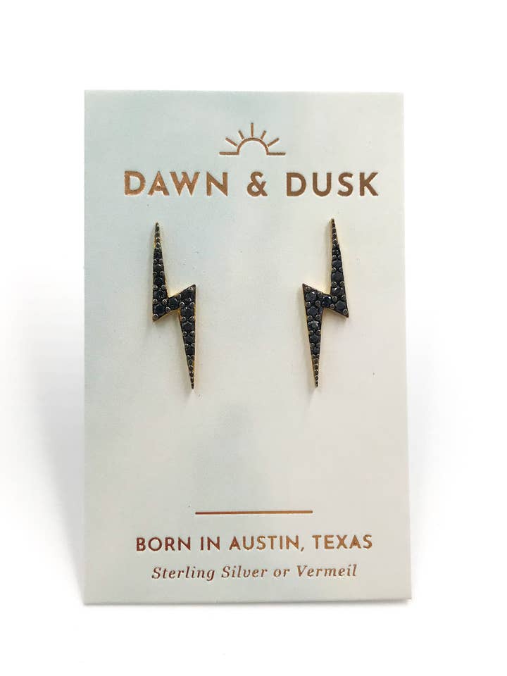 Lightning Bolt Vermeil Earrings for wholesale by Dawn + Dusk Jewelry