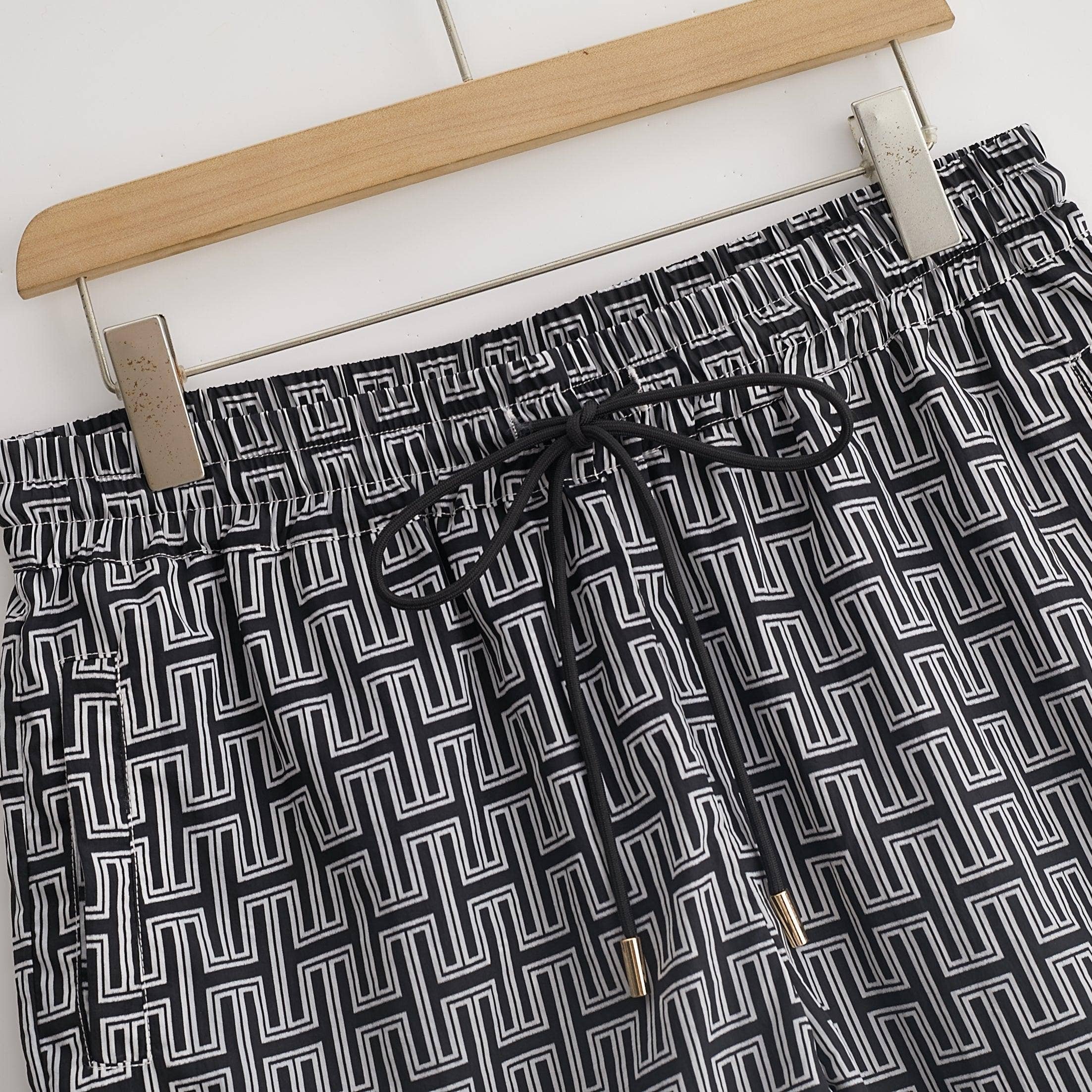 Hugh & Main - Wholesale Shorts - Women's - Black Monogram Shorts0